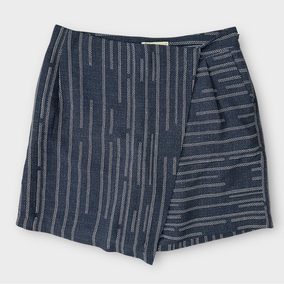 Anthropologie Elevenses Peoria Striped Wrap Front Skort Size 2 Navy Blue - Picture 1 of 8